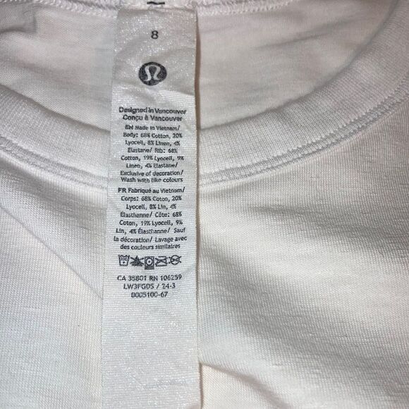 LULULEMON Athletica Tshirt Tee White Short Sleeves Womens Size 8 - Picture 8 of 12